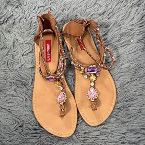 UNIONBAY Tan Sandals with Jewel Accents